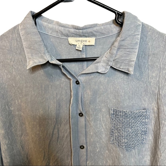 Umgee Blue Chambray Shirt Top Size 1XL - Picture 4 of 9